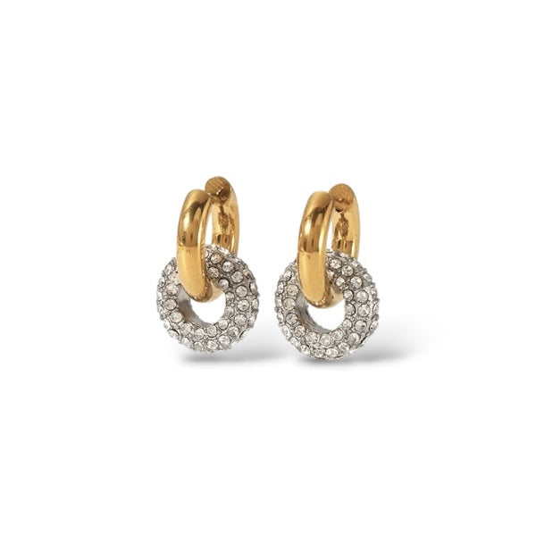 Boucles d'oreilles Doubles or et argent - Acier inoxydable