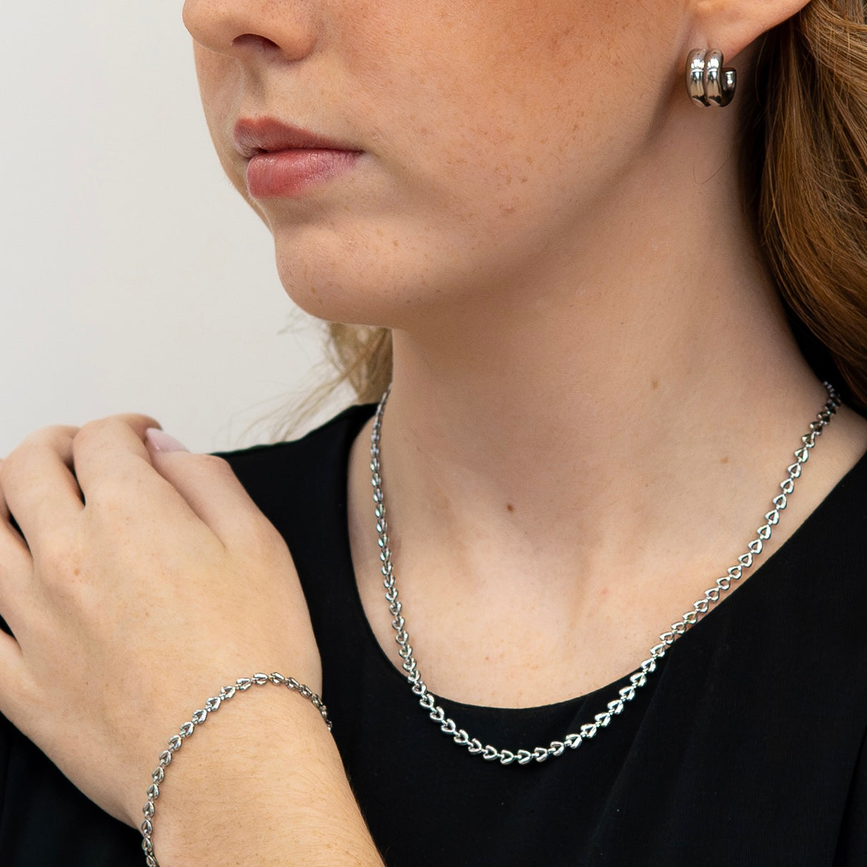 Chaîne Coeurs argent - Acier inoxydable