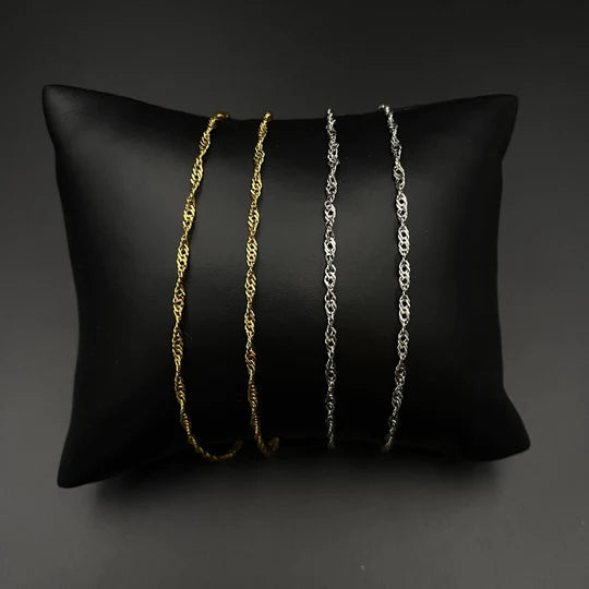 Chaîne et bracelet Singapour or - Acier inoxydable