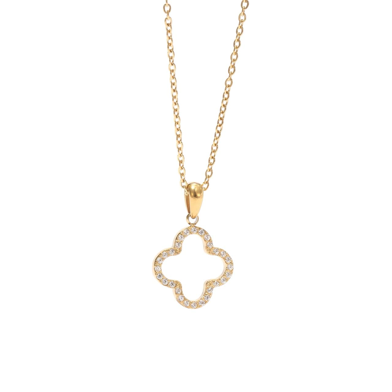 COLLIER TREFLE NOIRE ET GOLD ACIER INOXYDABLE GOLD PETIT PRIX