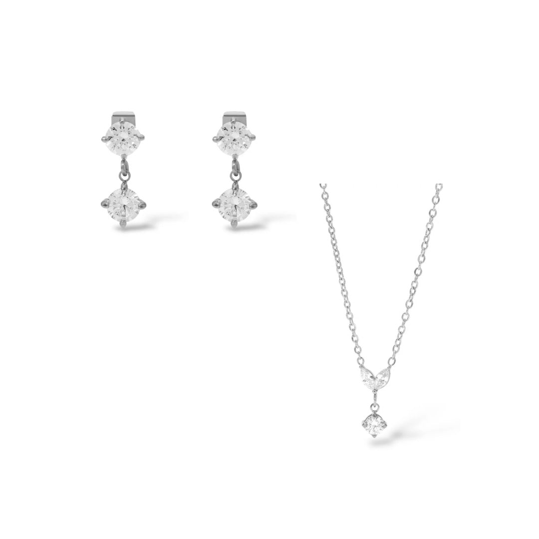 Boucles d'oreilles et collier Lia argent