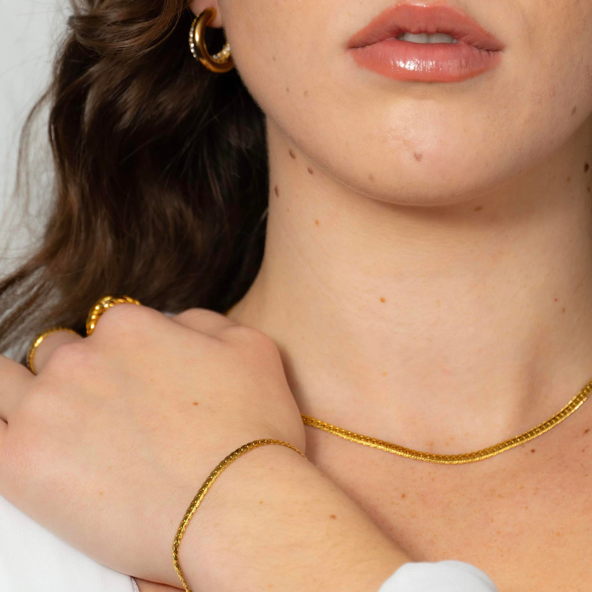 Chaîne et bracelet Serpent à motifs - Acier inoxydable