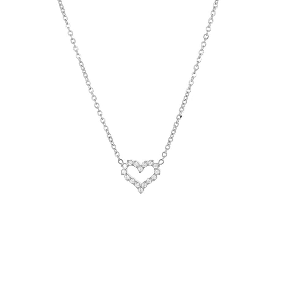Collier Coeur zirconium argent - Acier inoxydable