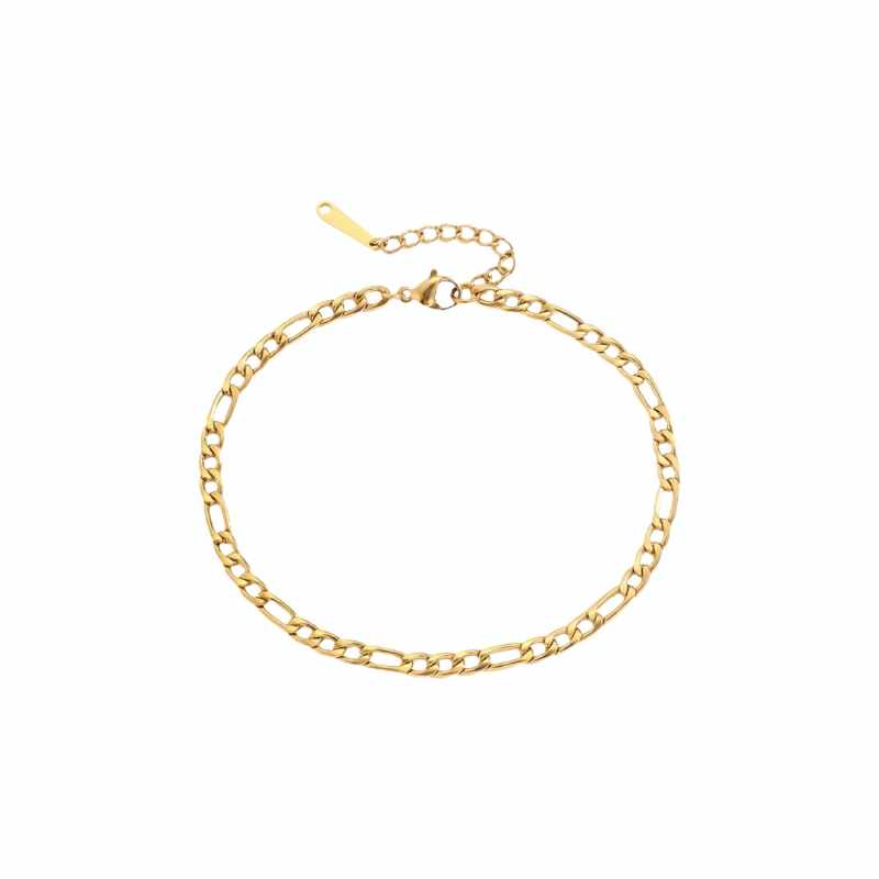 Chaîne de cheville Figaro or - Acier inoxydable