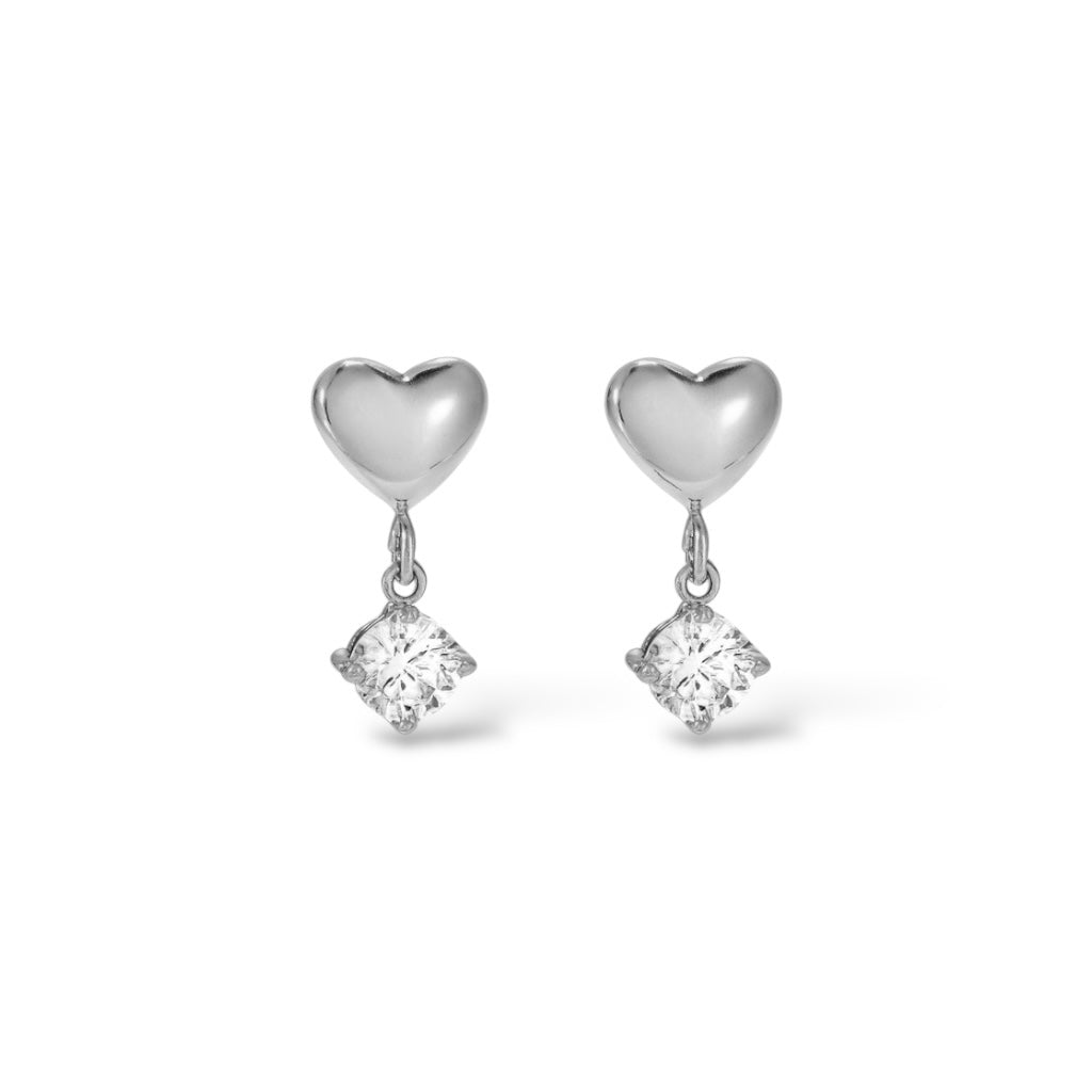 Boucles d’oreilles Gouttes mini cœur argent - Acier inoxydable