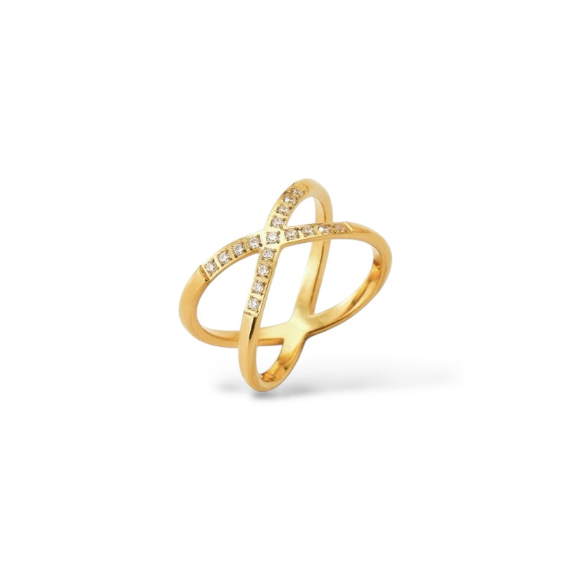 Bague Croisée or - Acier inoxydable