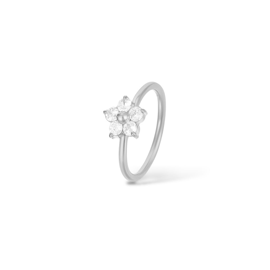 Bague Fleur argent - Acier inoxydable
