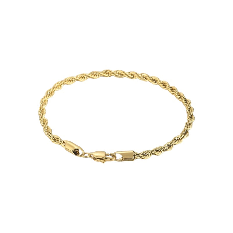 Bracelet Torsade 4mm or - Acier inoxydable