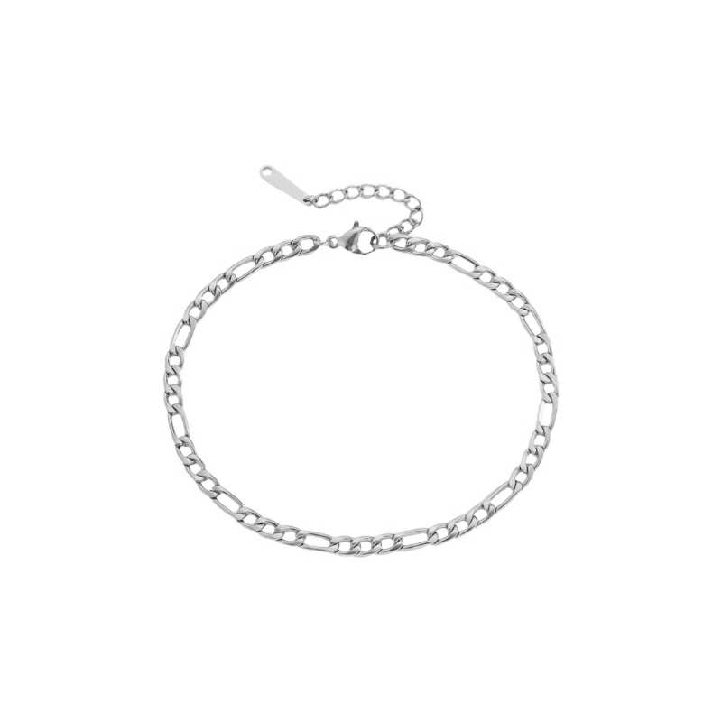 Chaîne de cheville Figaro argent - Acier inoxydable