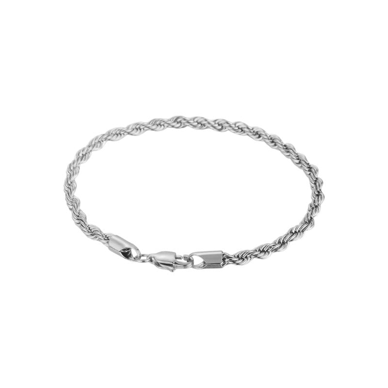 Bracelet Torsade 4mm argent - Acier inoxydable