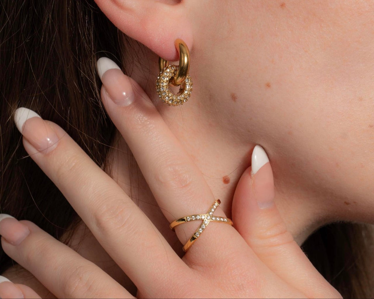 Boucles d'oreilles Doubles or et argent - Acier inoxydable