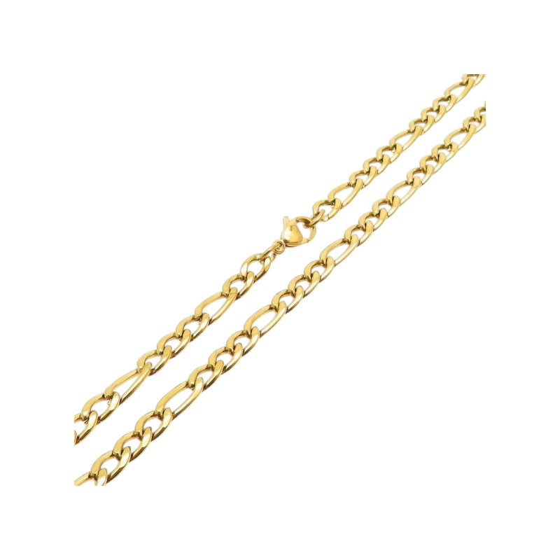 Chaîne Figaro 5mm or - Acier inoxydable