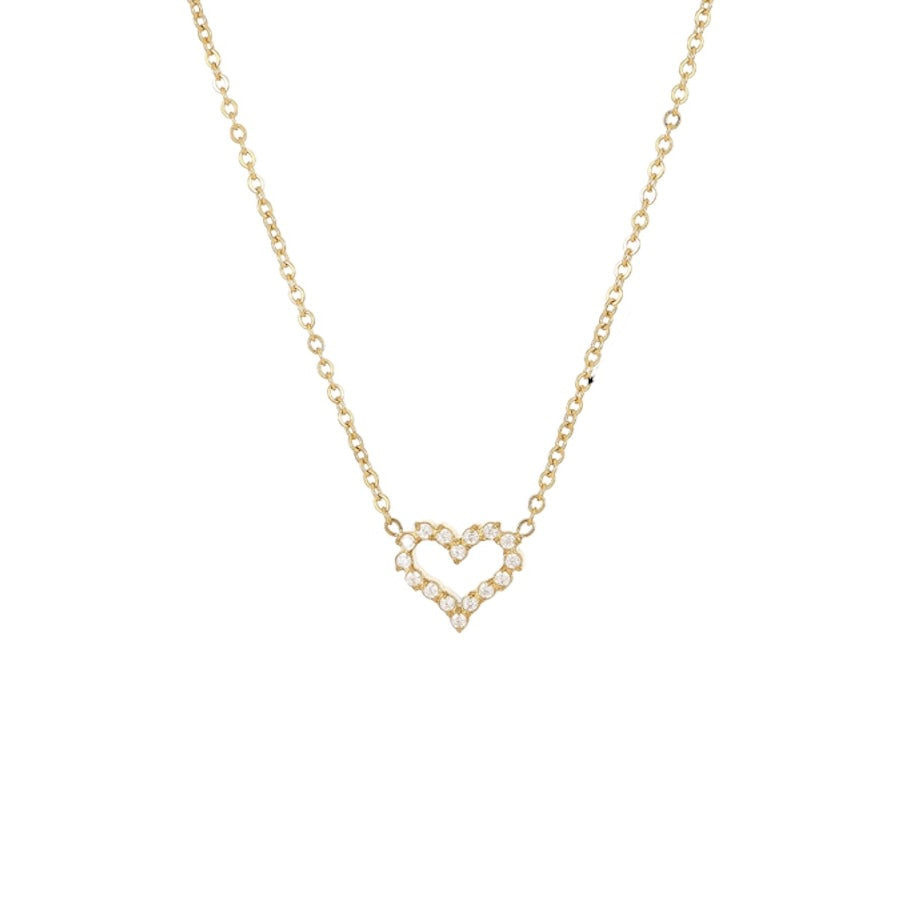 Collier Coeur zirconium or - Acier inoxydable