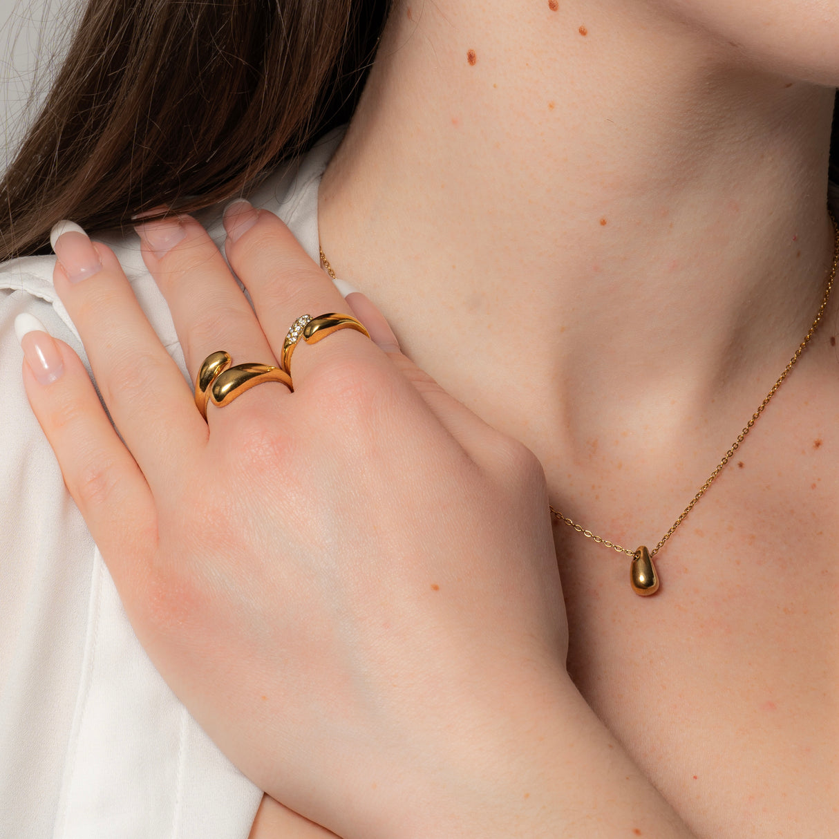 Collier Goutte or - Acier inoxydable