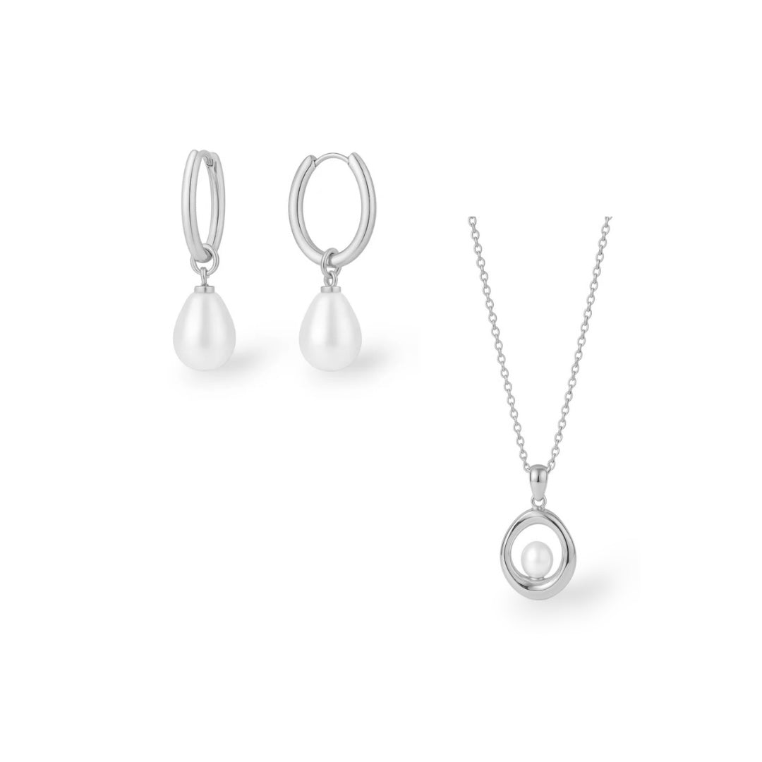 Boucles d'oreilles et collier Opaline argent