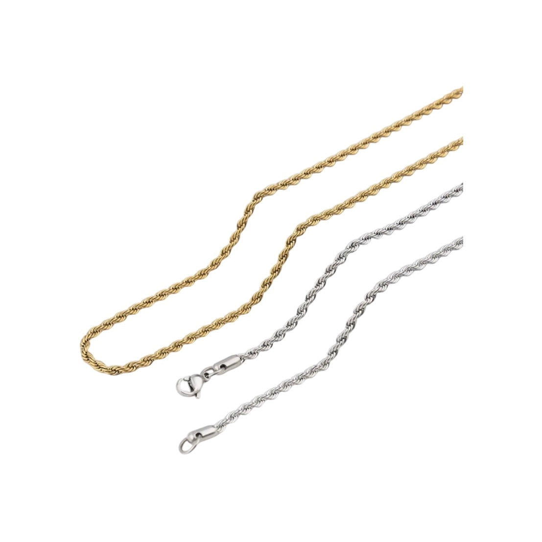 Chaîne Torsade 3mm argent - Acier inoxydable