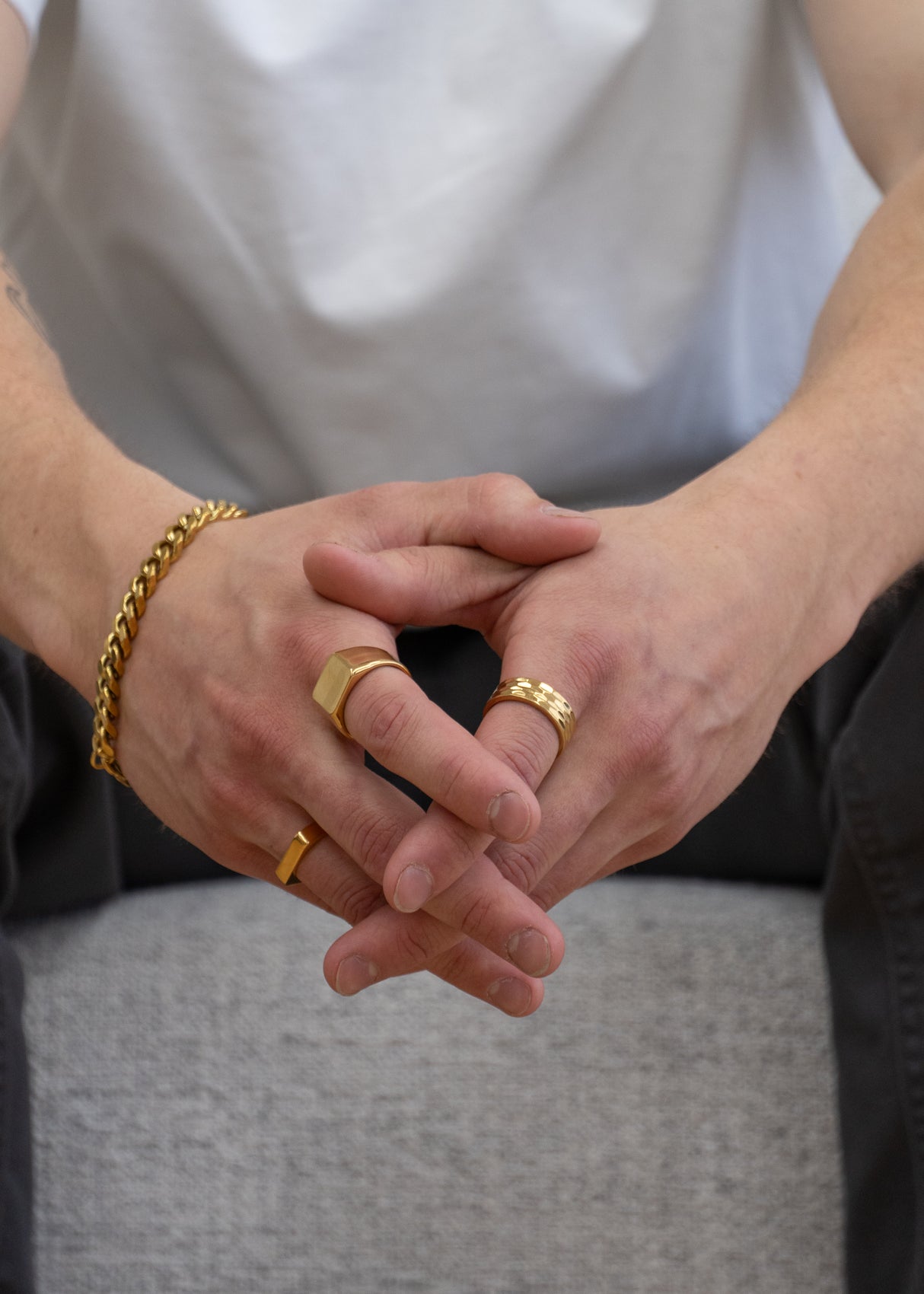 Bague Atlas or - Acier inoxydable