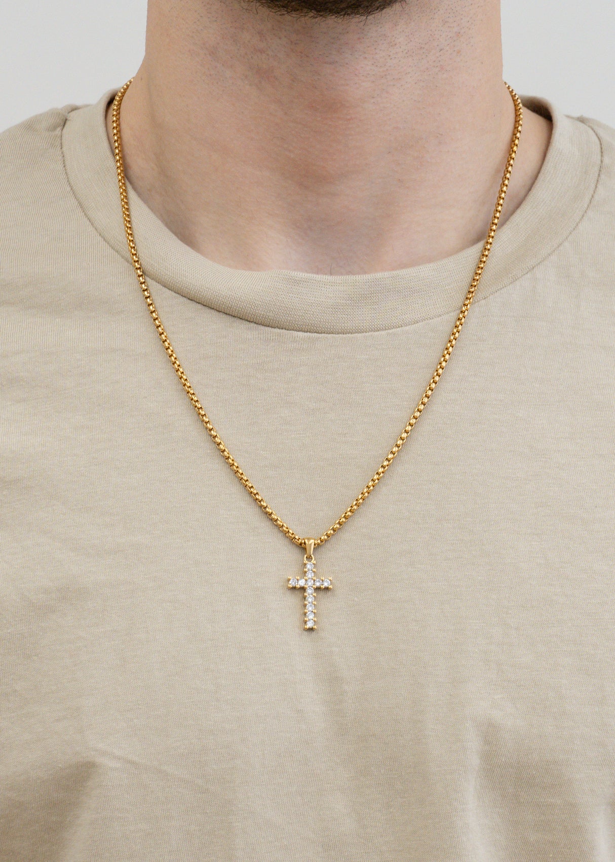 Collier Croix or - Acier inoxydable