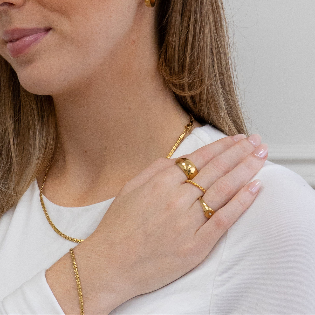 Bague Luna or - Acier inoxydable