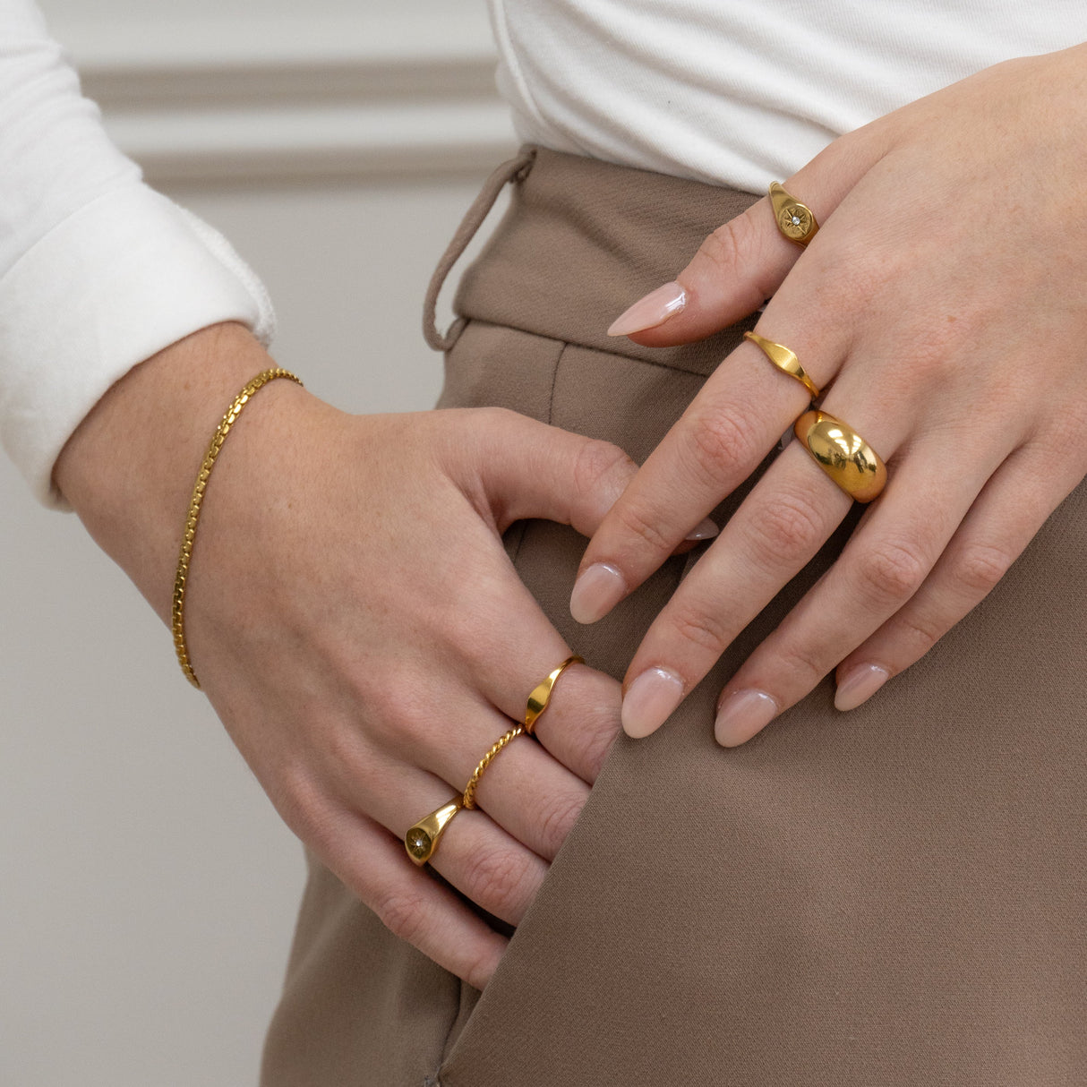 Bague Luna or - Acier inoxydable