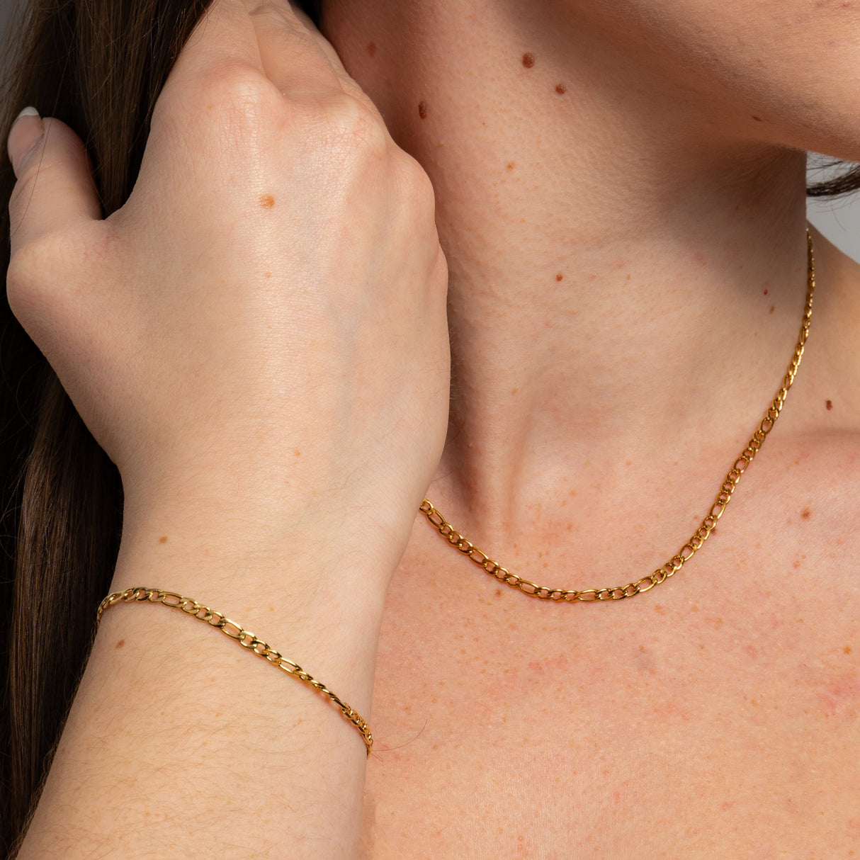 Bracelet Figaro or - Acier inoxydable