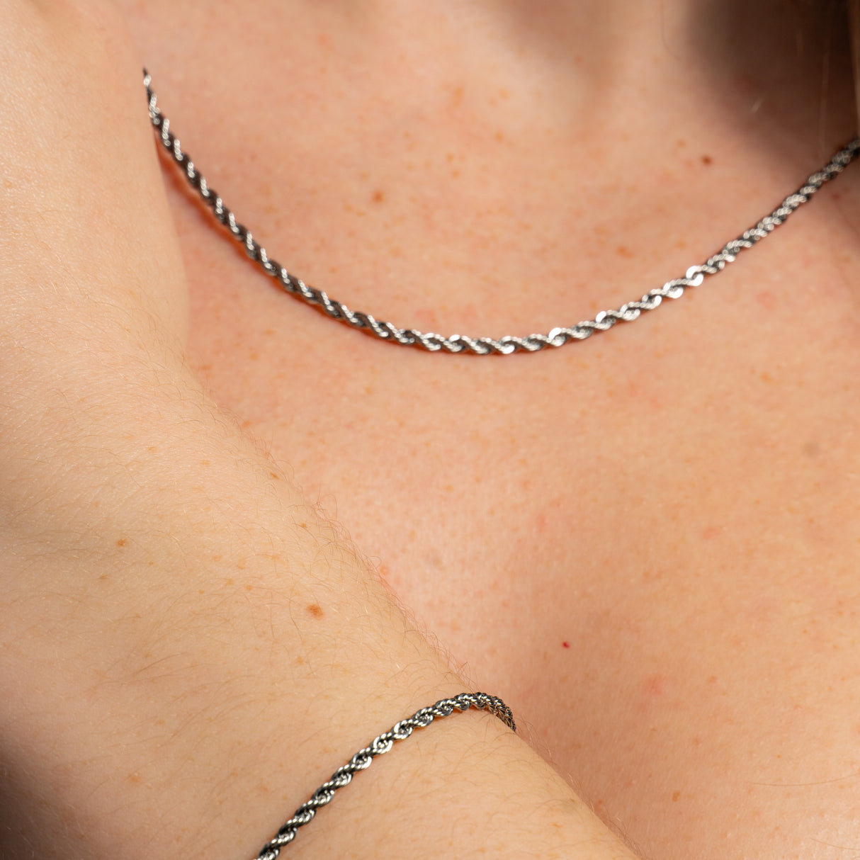 Chaîne et bracelet Torsade argent - Acier inoxydable