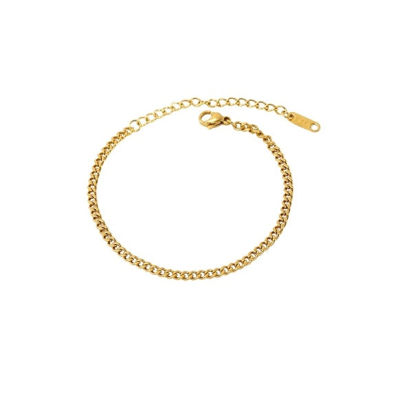 Bracelet Cubain fin or - Acier inoxydable