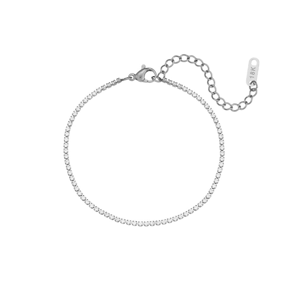 Bracelet Zirconium 2mm argent - Acier inoxydable