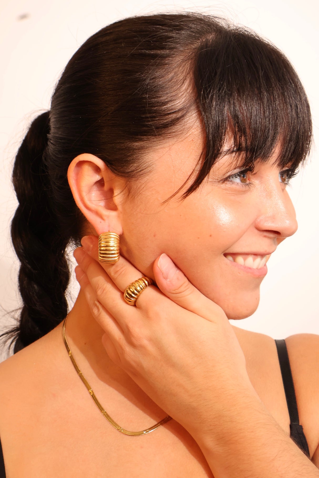 Anneaux ouverts Auréa or - Acier inoxydable