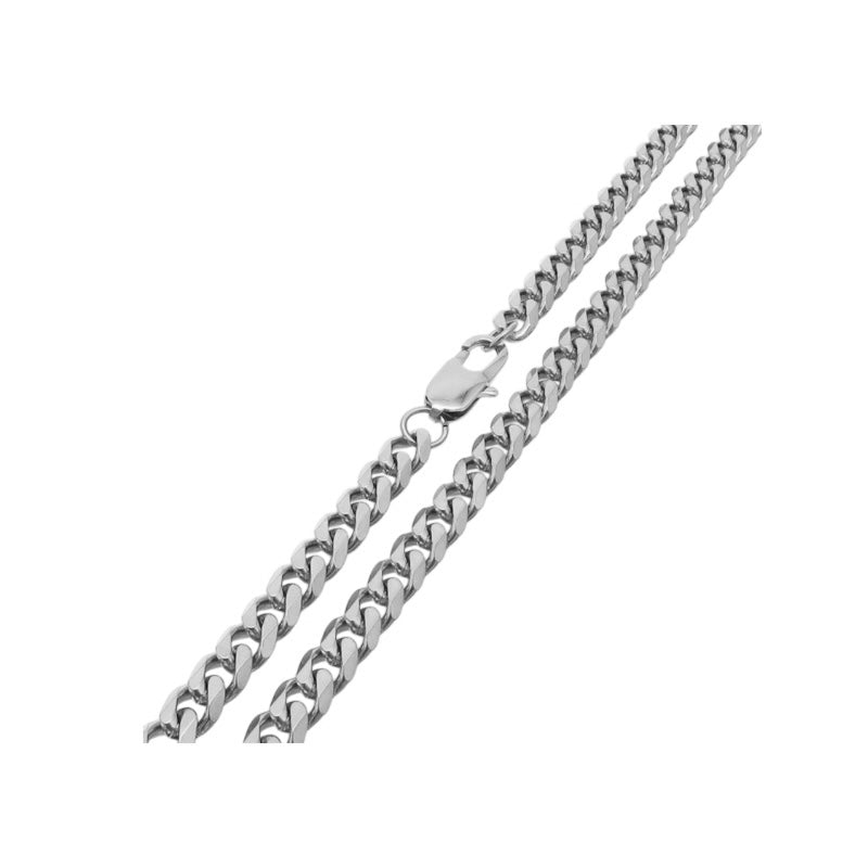 Chaîne Cubaine argent - Acier inoxydable