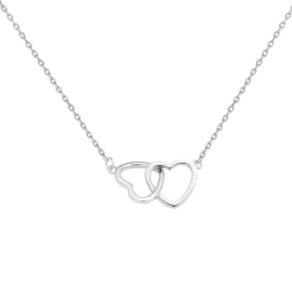 Collier Double coeurs argent - Acier inoxydable