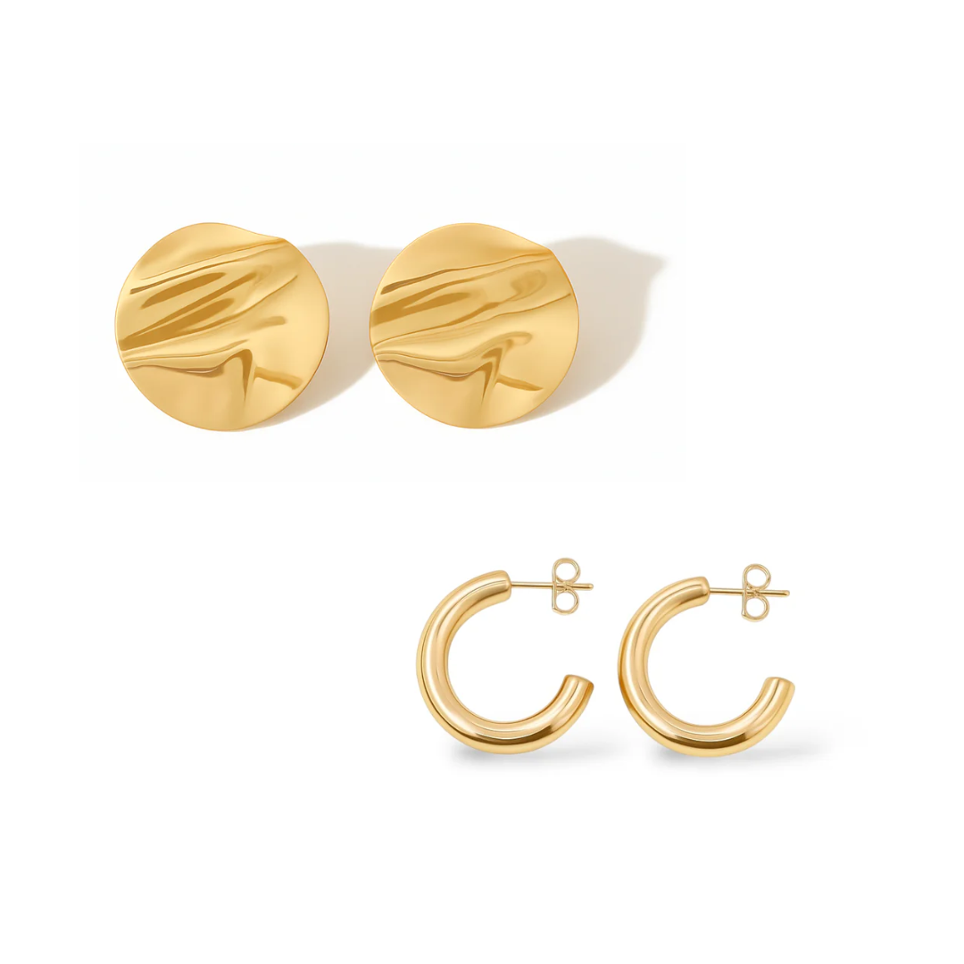 Boucles d'oreilles Mistral et anneaux 20mm or