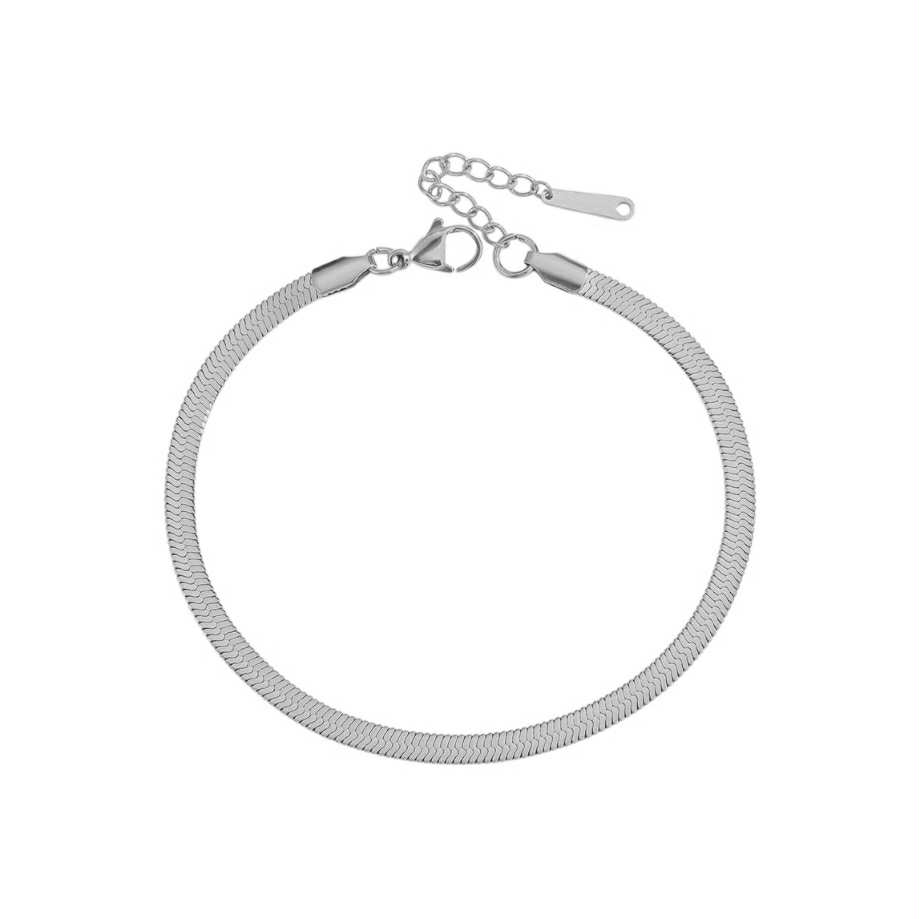 Chaîne de cheville Serpent argent - Acier inoxydable