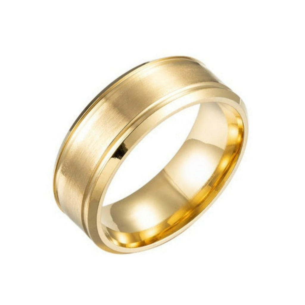 Bague givrée or - Acier inoxydable