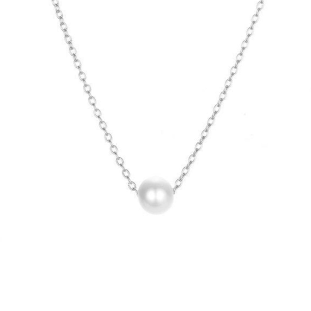 Collier perle solitaire argent - Acier inoxydable