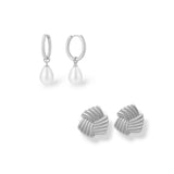 Boucles d'oreilles Opaline et Givre argent