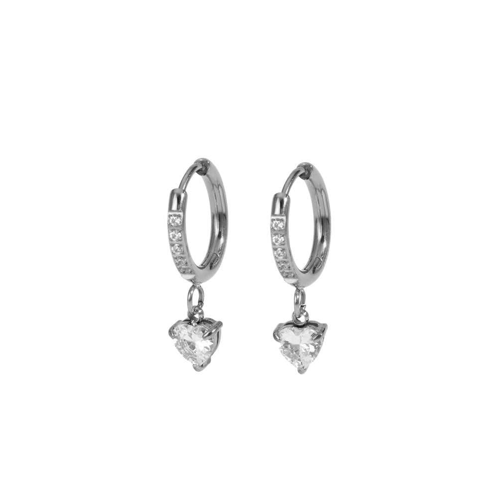 Boucles d’oreilles Lueur coeur argent - Acier inoxydable