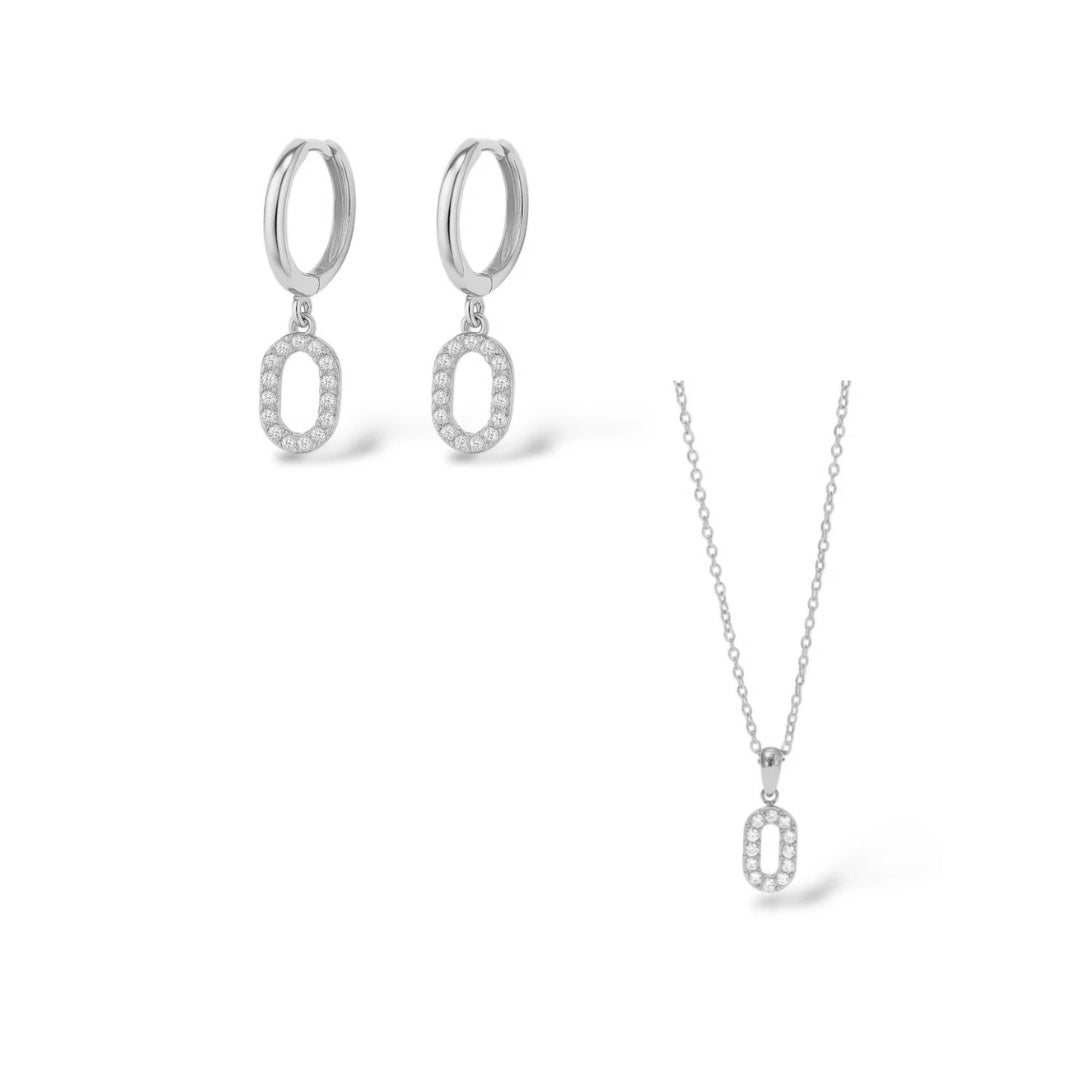 Boucles d'oreilles et collier Duna argent