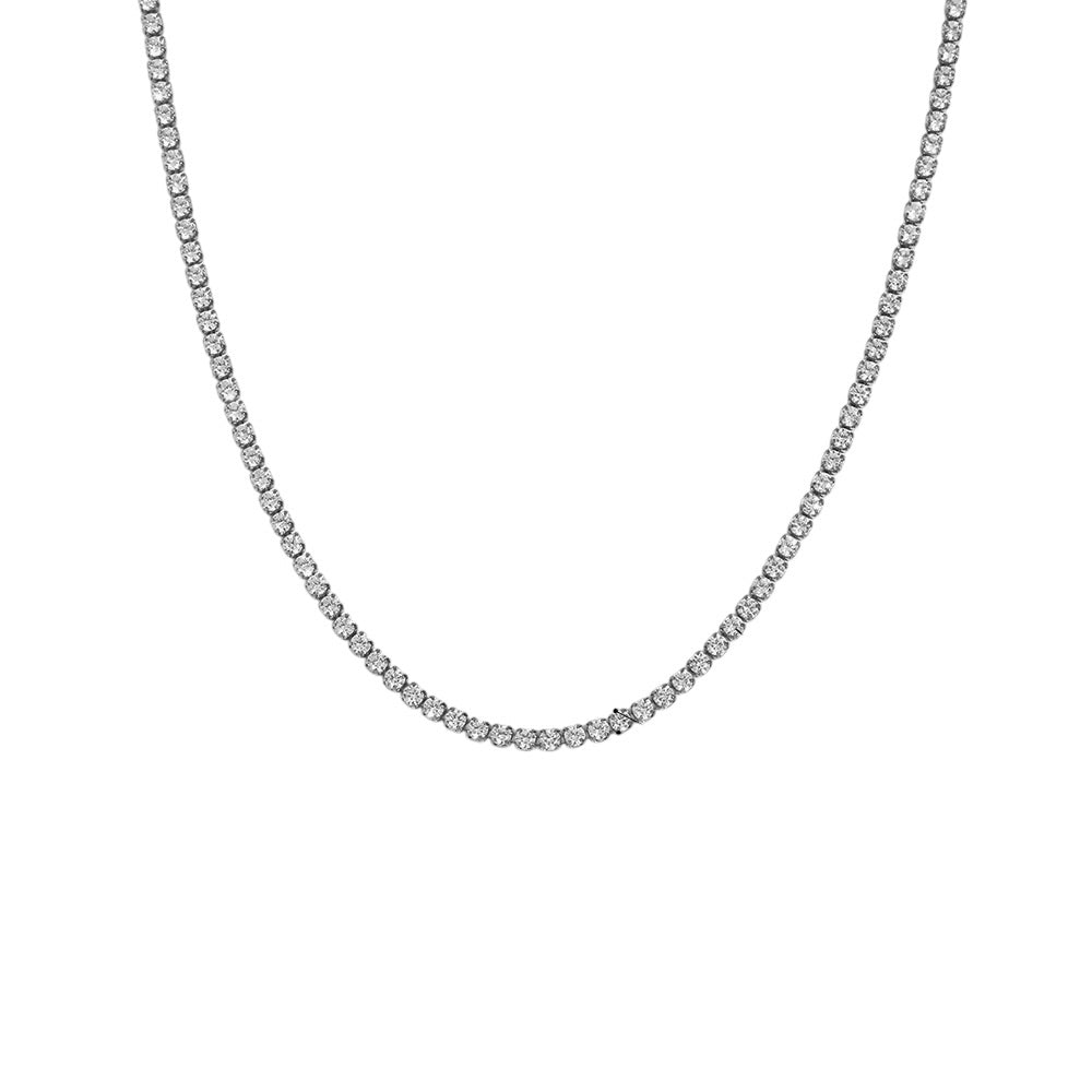 Collier Zirconium 2mm argent - Acier inoxydable