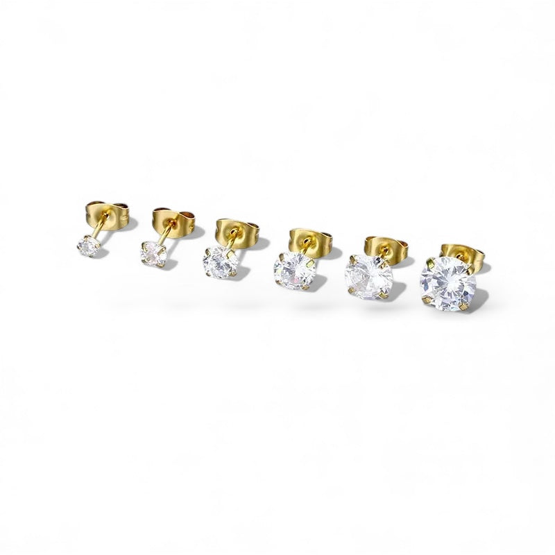 Boucles d'oreilles zircons or - Acier inoxydable