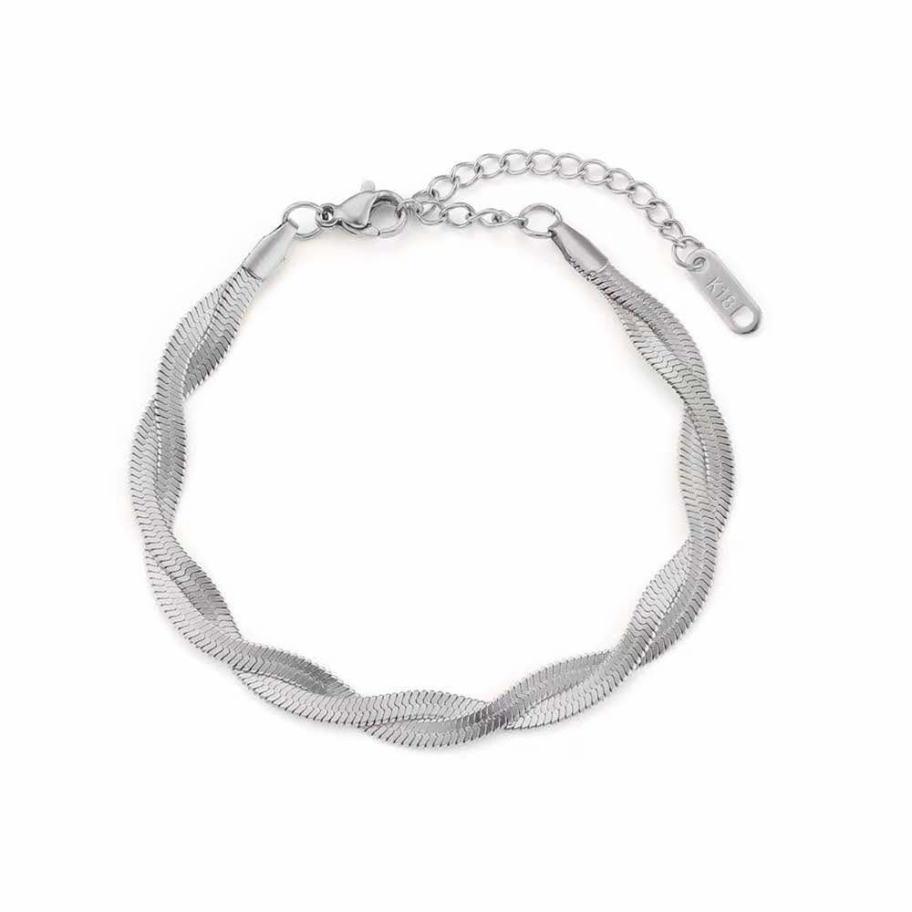 Bracelet Serpent double argent - Acier inoxydable