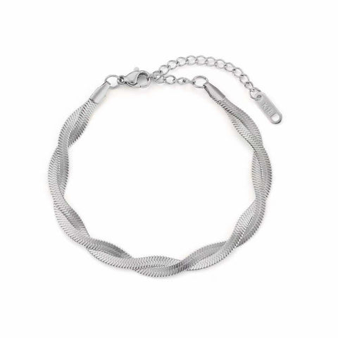 Bracelet Serpent double argent - Acier inoxydable