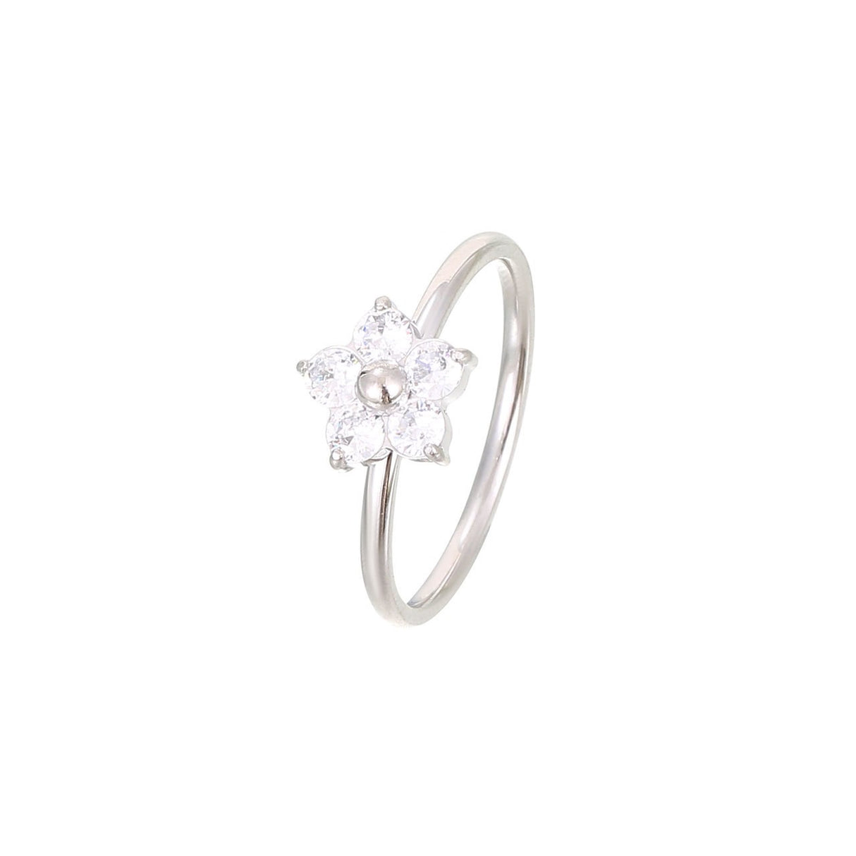 Bague Fleur argent - Acier inoxydable