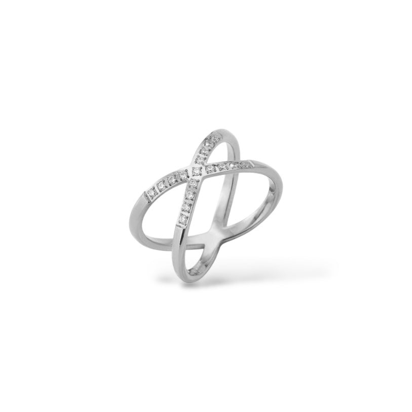 Bague Croisée argent - Acier inoxydable