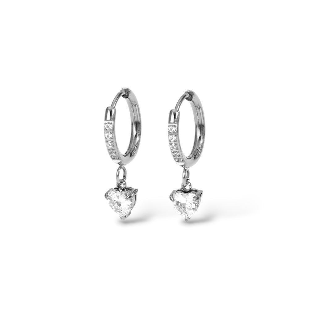 Boucles d’oreilles Lueur coeur argent - Acier inoxydable