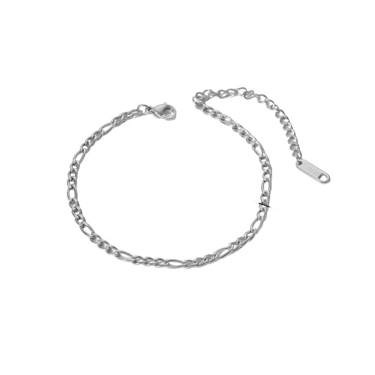 Bracelet Figaro argent - Acier inoxydable