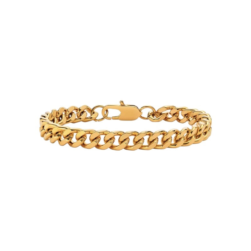 Bracelet Cubain or - Acier inoxydable