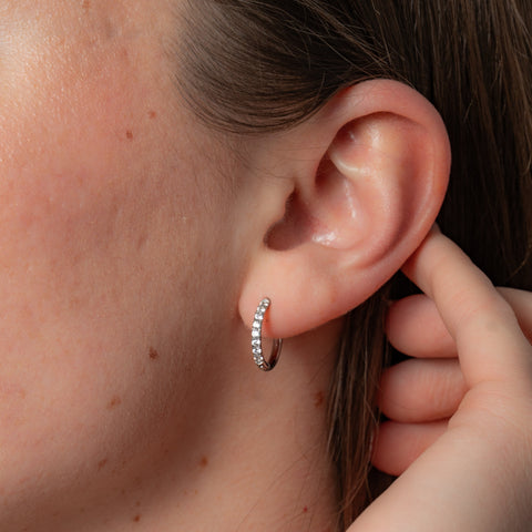 Boucles d'oreilles semi éternité argent 12 à 14mm - Acier inoxydable