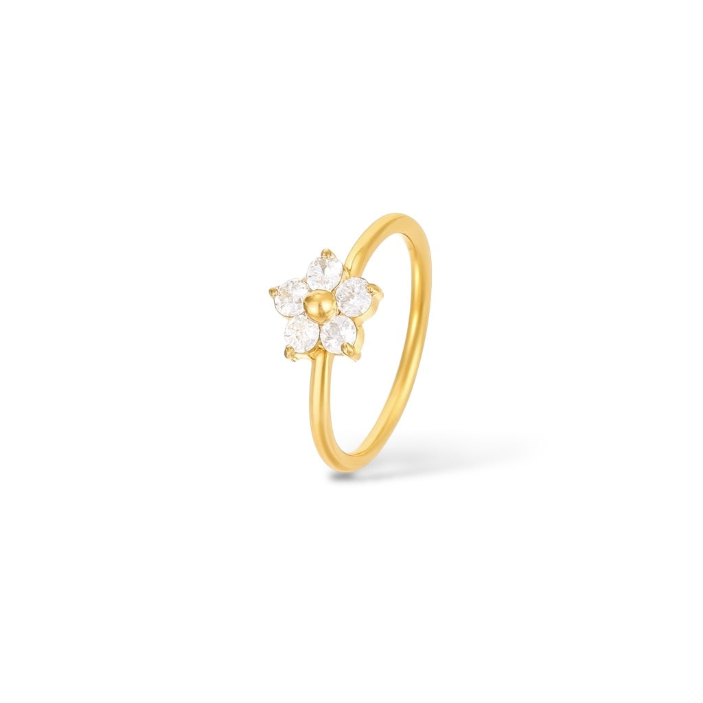 Bague Fleur or - Acier inoxydable