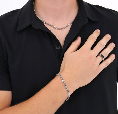 Bracelet Cubain 5 à 7mm - Argent